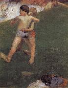 Paul Gauguin Wrestling kids oil